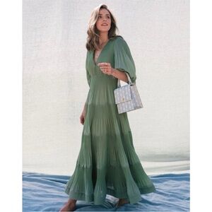 Zimmermann Tiered Plisse Green Dress Size 1 / US 6